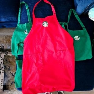 5 starbucks Aprons, 1 special holiday edition